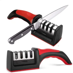 4 in 1 Manual Knife Sharpening Kitchen Accessories 4 Stages Multi Task Wolfram Steel Knife Ceramic Stone Sharpener with Handle