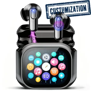 Customized LOGO XG63 New TWS 13mm Speaker Wireless Earbuds, In-Ear HD Color Screen Touchscreen Smart Earbuds with Heavy Bass