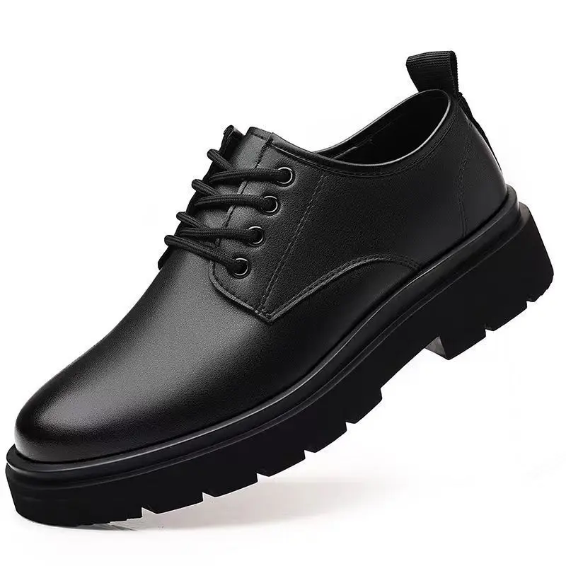Men's Formal Black Leather Lace up Loafers Spring Big-Toe Business Casual Dress Shoes with Lace-Up Soft Soles & Non-Slip Design - Image 4