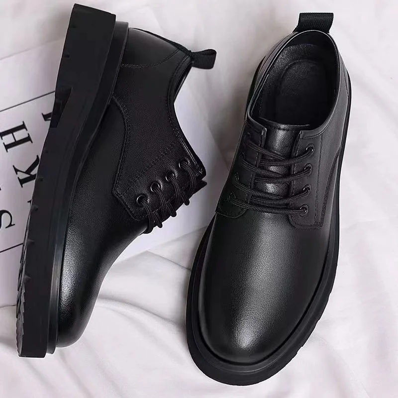 Men's Formal Black Leather Lace up Loafers Spring Big-Toe Business Casual Dress Shoes with Lace-Up Soft Soles & Non-Slip Design - Image 5